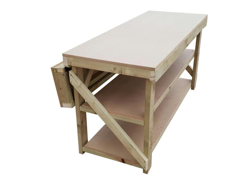 Arbor Garden Solutions Wooden MDF Top Workbench With Extendable Working Surface and Double Shelf