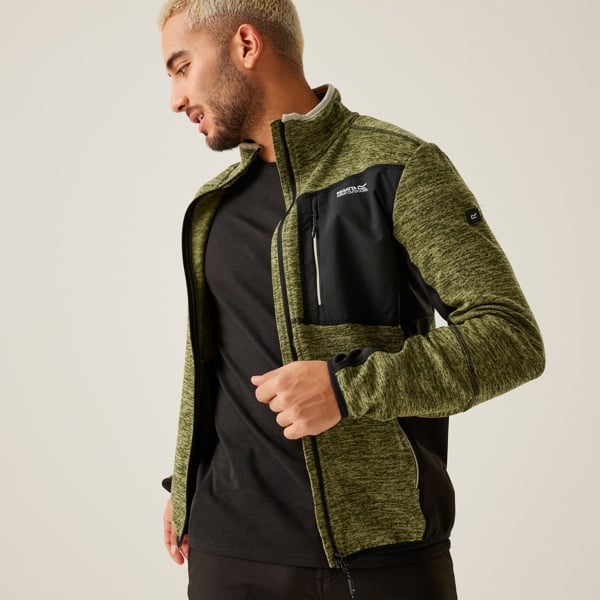 Regatta Mens Baslinn Marl Full Zip Fleece Jacket - Nephrite Green / Black