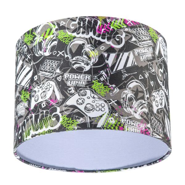 Gaming Themed Cotton Fabric Modern Lamp Shade in Black and Neon Green Image 5