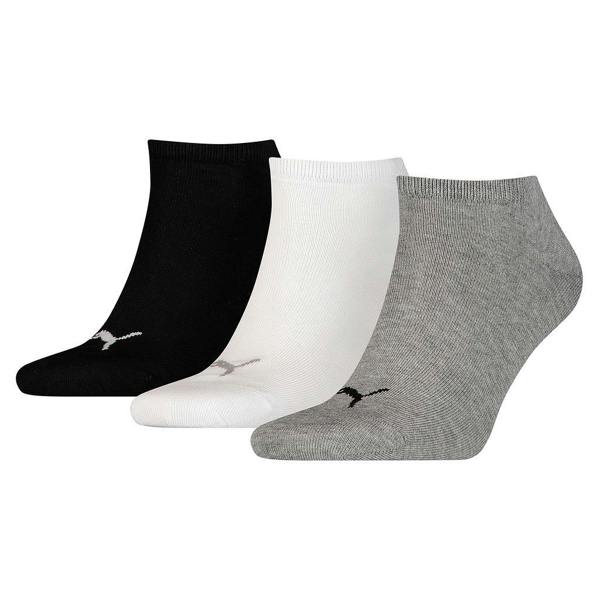Puma Unisex Adult Invisible Socks (Pack of 3) - Grey/White/Black - 
