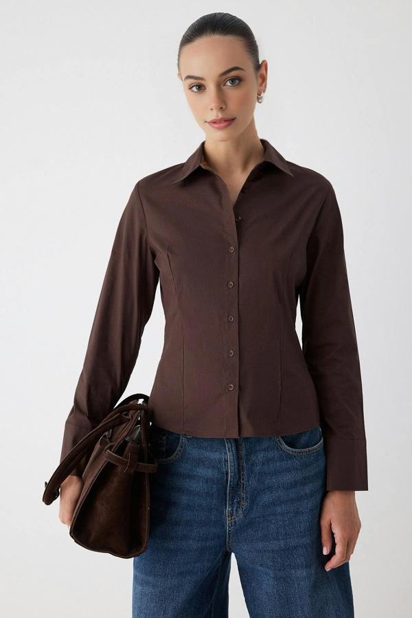 WOVCOR Waist-Fitting Cotton Woven Shirt