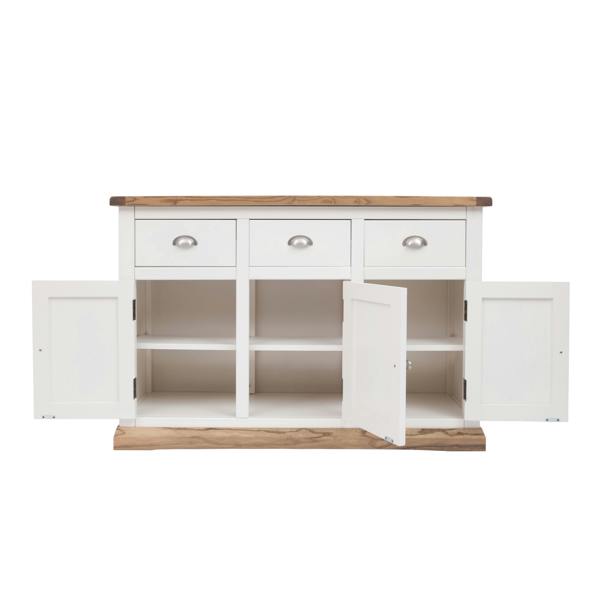 Cabinet Bits Tropea Off White 3 Drawer 3 Door Sideboard Chrome Cup Handle
