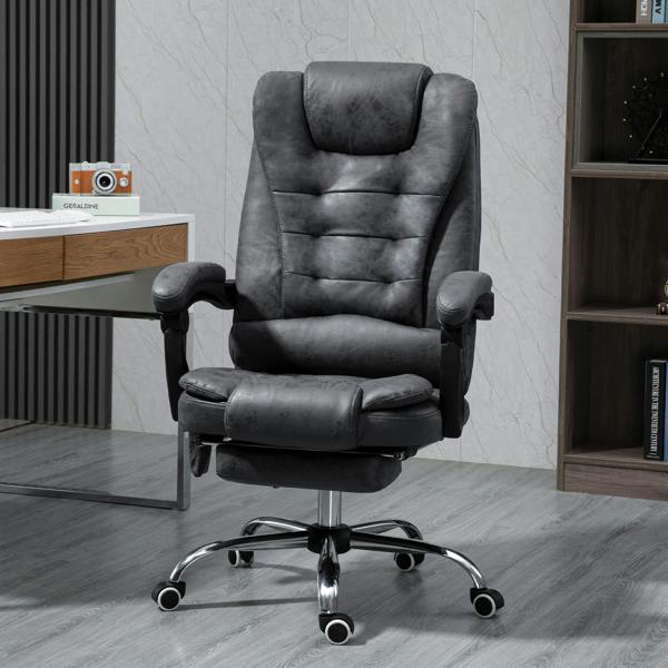 Vinsetto Ergonomic Heated 6 Points Vibration Massage Office Chair, Grey - Dark Grey - Microfiber Cloth