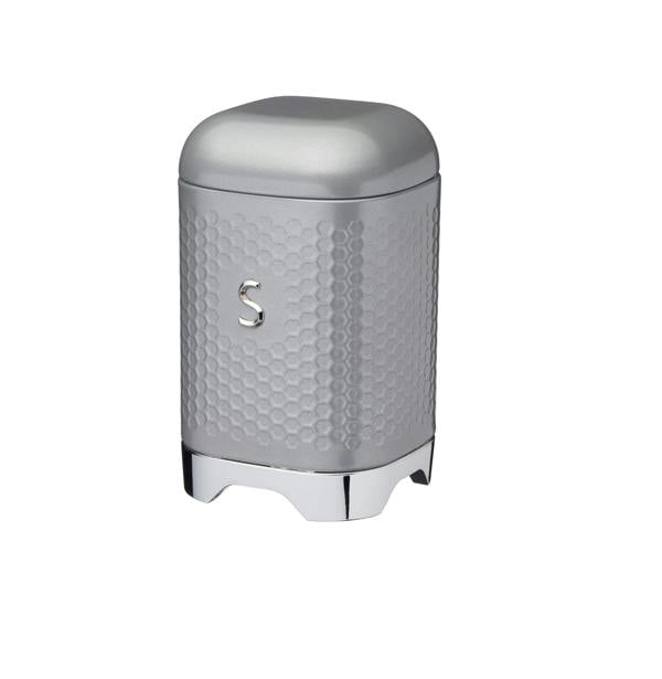 KitchenCraft Lovello Retro Sugar Jar with Geometric Textured Finish - Shadow Grey