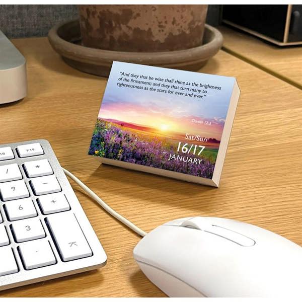 Religion Bible Verse A Day Mini Desk Calendar 2027, Desk Calendars, Day To View, Lifestyle, Gift
