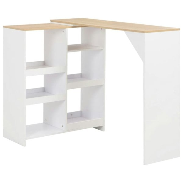 Berkfield Bar Table with Moveable Shelf White 138x39x110 cm