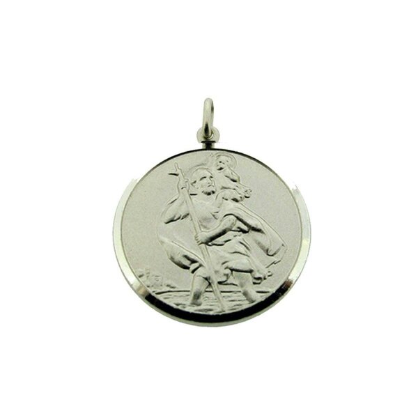 Christopher James of London Sterling Silver 16mm St Christopher Pendant With Optional Engraving and Chain