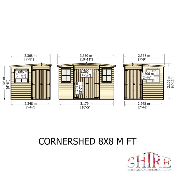 Shire Corner Shed 8x8 12mm interlock Clad wooden Shed - Best Shed