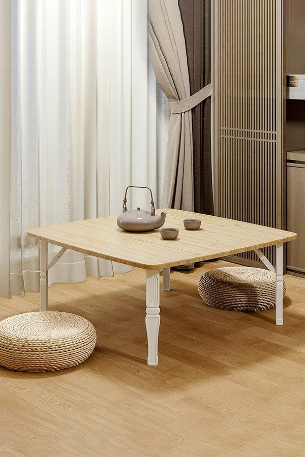 Living and Home Square 80cm Wooden Folding Coffee Table