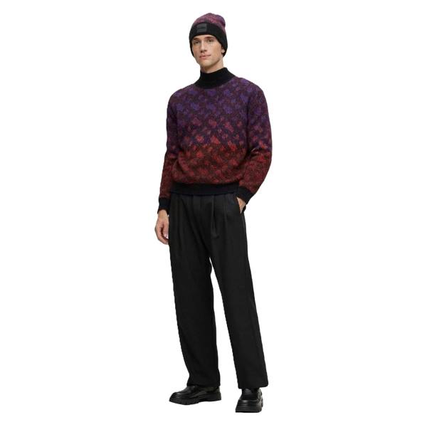 Boss Mens Geometric Regular Jumper - Black Blend - 