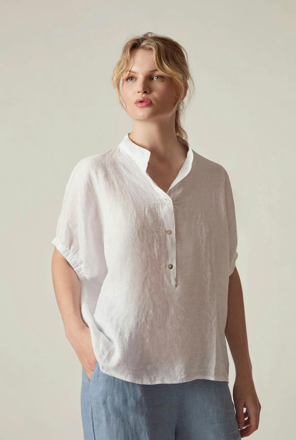 James Lakeland Relaxed White Linen Blouse