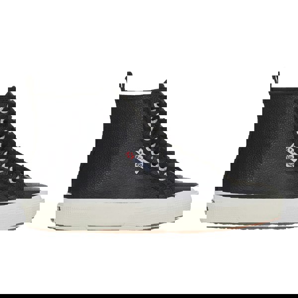 Superga Unisex Adult 2750 Tumbled Leather Mid Cut Trainers - Black/White