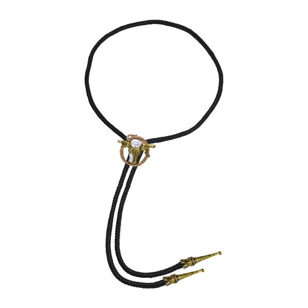 Bristol Novelty Cowboy Bootlace Tie - Black/Brass - 