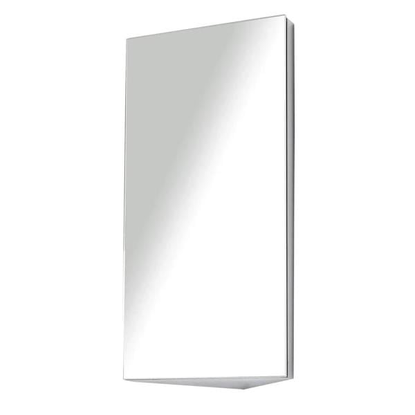 Stainless steel wall corner cabinet with mirrored single door, silver finish