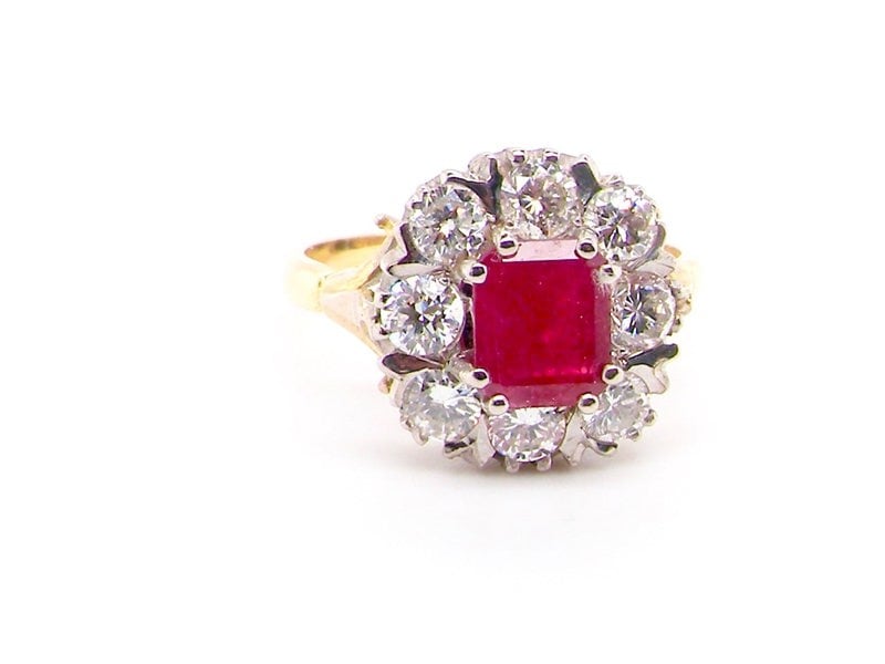 ruby and diamond cluster ring