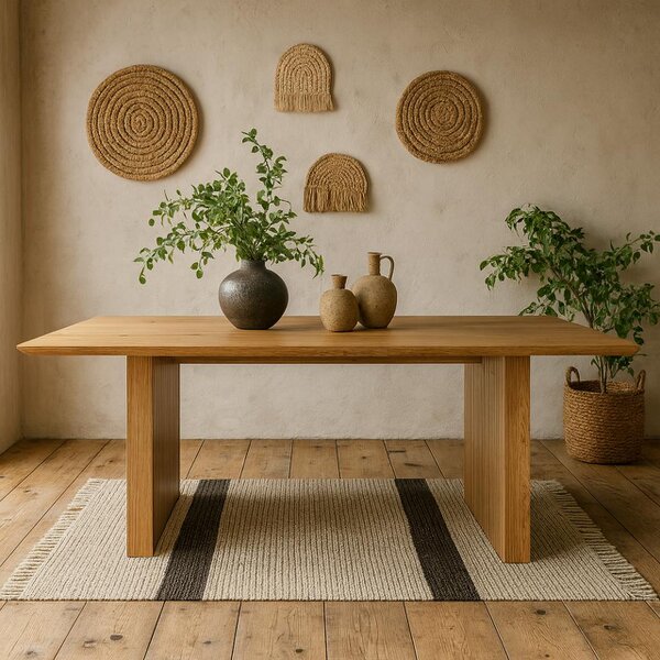 Wyld Haus Twillbury Oak Rectangle Dining Table Slatted Legs
