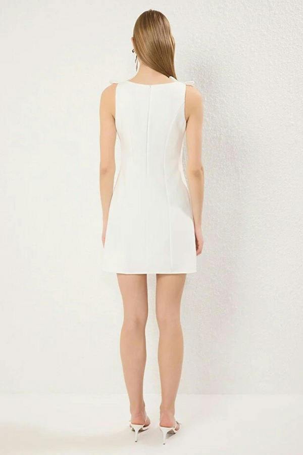 WOVCOR A-Line Mini Woven Dress with Bow