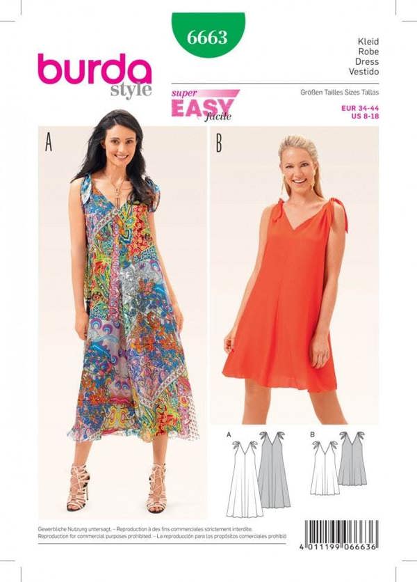 Burda Sewing Pattern 6663 Dresses For Women, 8 to 18 - Easy
