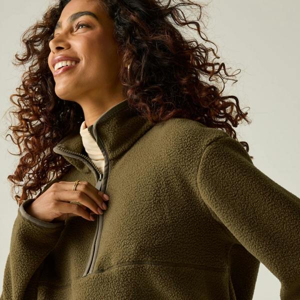 Regatta Womens/Ladies Frankie Borg Half Zip Fleece - Bark Green - 
