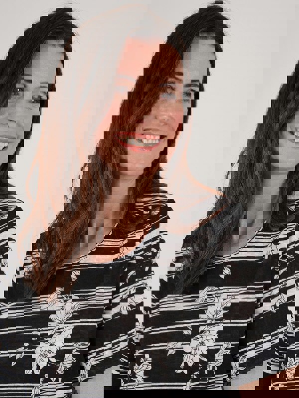 TIGI-Wear Mono Stripe Floral Top