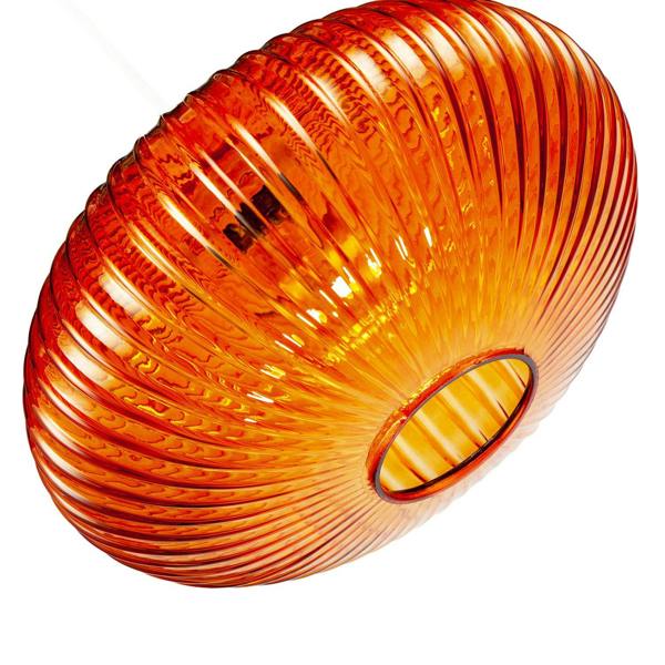 Modern Designer Orange Line Ribbed Glass Oval Pendant Lamp Shade Image 4