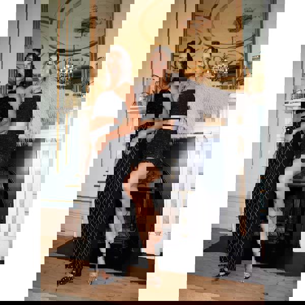 Pink Vanilla Split Front Diamante Mini Skirt