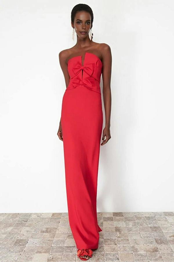 WOVCOR Elegant Evening Dress with Bow Detail