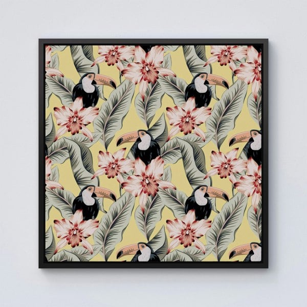 Warren Reed Toucans, Orchids And Palm Leaves Framed Canvas