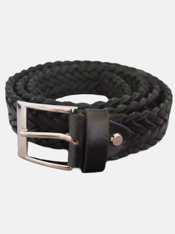 Berber Leather Black Braided Leather Belt