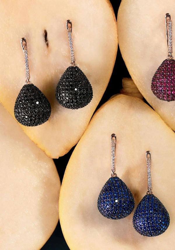 Latelita Valerie Pear Drop Gemstone Earring Rosegold Sapphire Blue