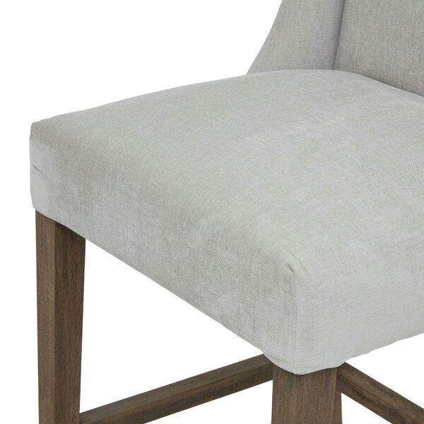 Wyld Haus Parma Arched Warm Grey Upholstered Wooden Bar Stool Wooden Legs