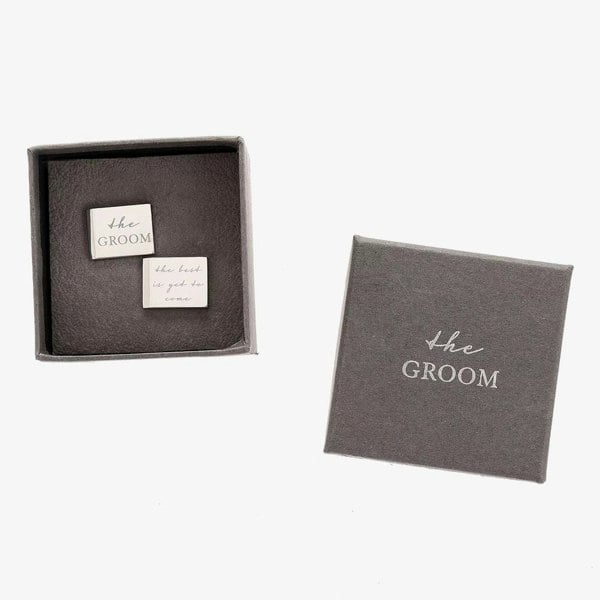 T. H. Baker Amore Chrome Plated Groom Cufflinks AM136