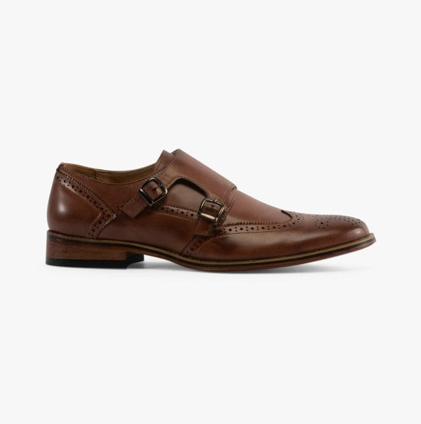 Goor JOSEPH Mens Mens Brogue Monk Shoes Brown