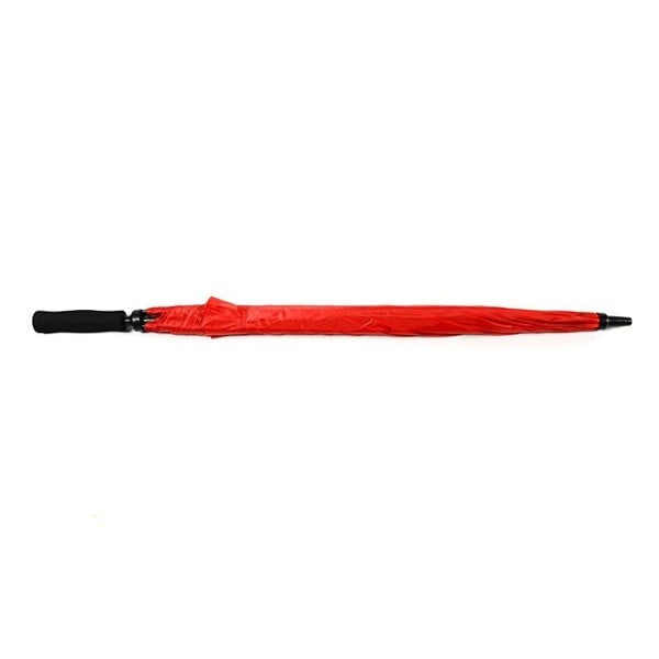 Red Plain Cheap Golf Umbrella UK Flat Lay Closed