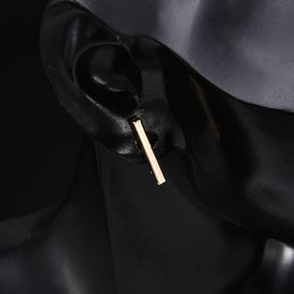 The Colourful Aura Silver Gold Bar Minimalist Geometric Tiny Small Line Staple Unisex Stud Earrings