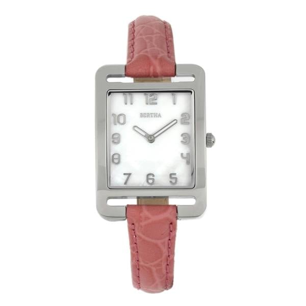 Bertha Marisol Swiss MOP Leather-Band Watch - Coral - BTHBR6902