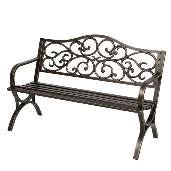 Levede Garden Bench Outdoor Bench 300kg Metal Floral Pattern Bronze