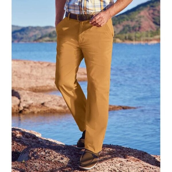 Atlas For Men Mens Stretch Plain Chinos - Ochre