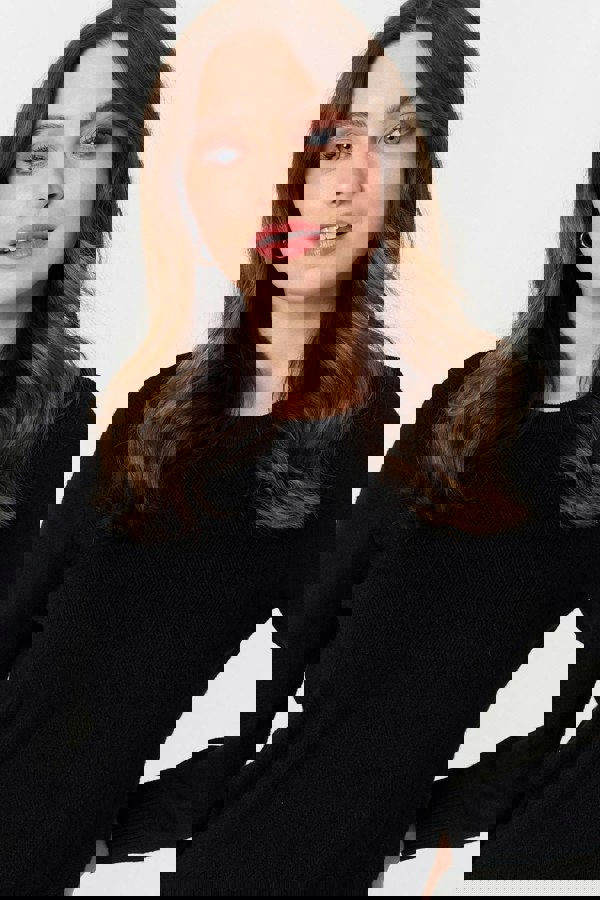 Black | Textured Knitted Long Sleeve Jumper
