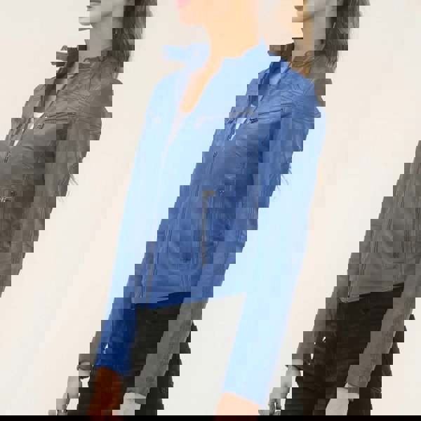 Leather Company Women's Real Leather Classic Racer Style Biker Jacket