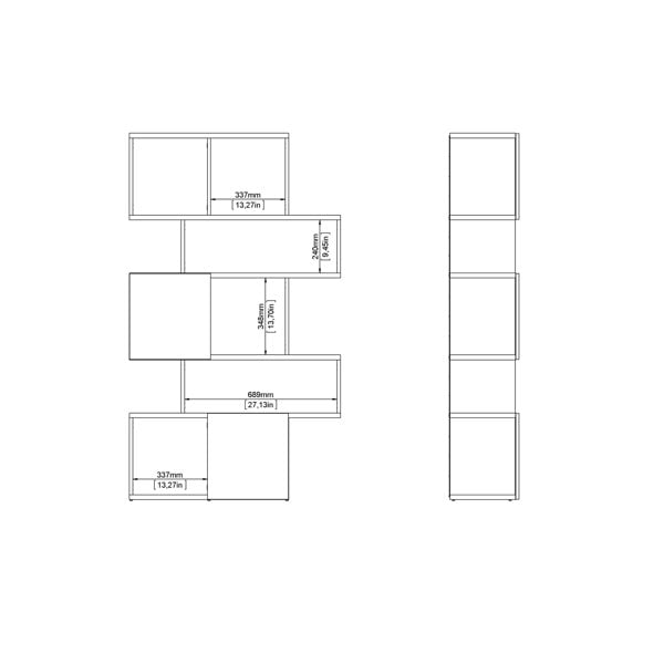 Furniture To Go Maze Asymmetrical Bookcase with 3 Doors in Jackson Hickory and Concrete