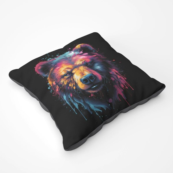 Warren Reed Splashart Bear Face Floor Cushion