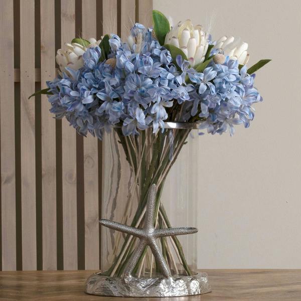 Wyld Haus Set of 3 Artificial Flowers Light Blue Large Headed Agapanthus Stems