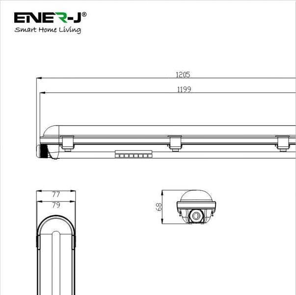 ENER-J IP65 LED Non-Corrosive Batten Light 150cm 50W 4000K, 6000 Lumens, Instant Start, 20,000 Hours - Pack of 4
