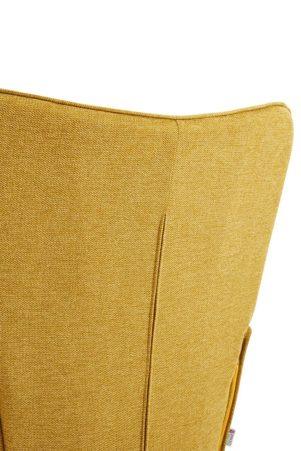 Living and Home Yellow Linen Upholstered Armchair with Footstool