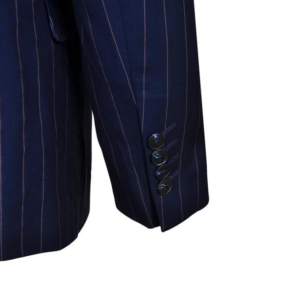 David WeJ Aldo Double Breasted Stripe Suit - Navy