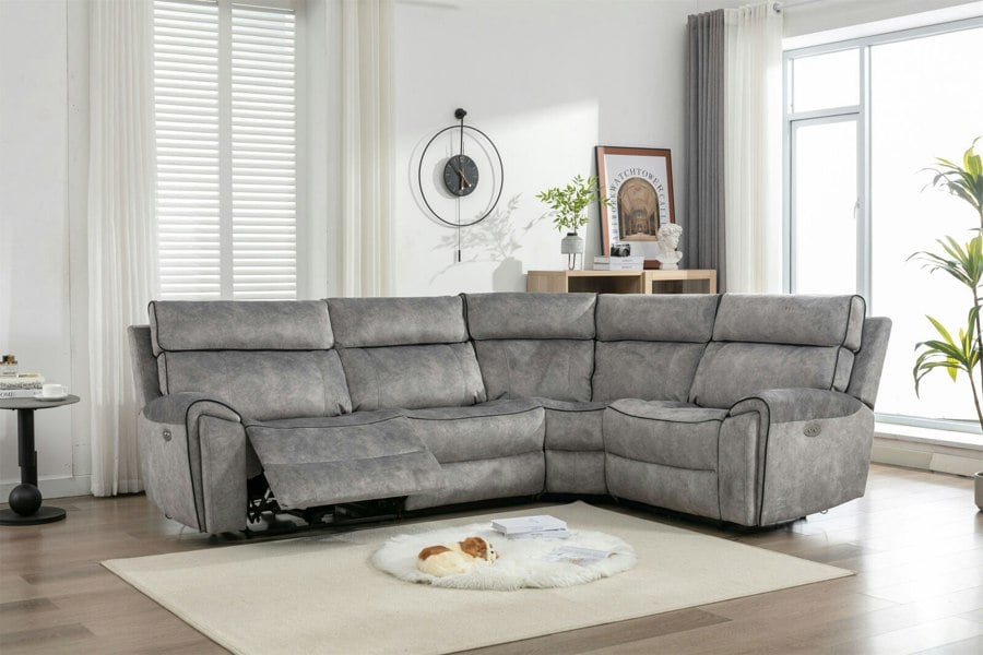 Furniture One Electric Recliner Sofa, Power Corner Recliner Corner Sofa Set 105–135 Degrees with Adjustable Backrest and Footrest