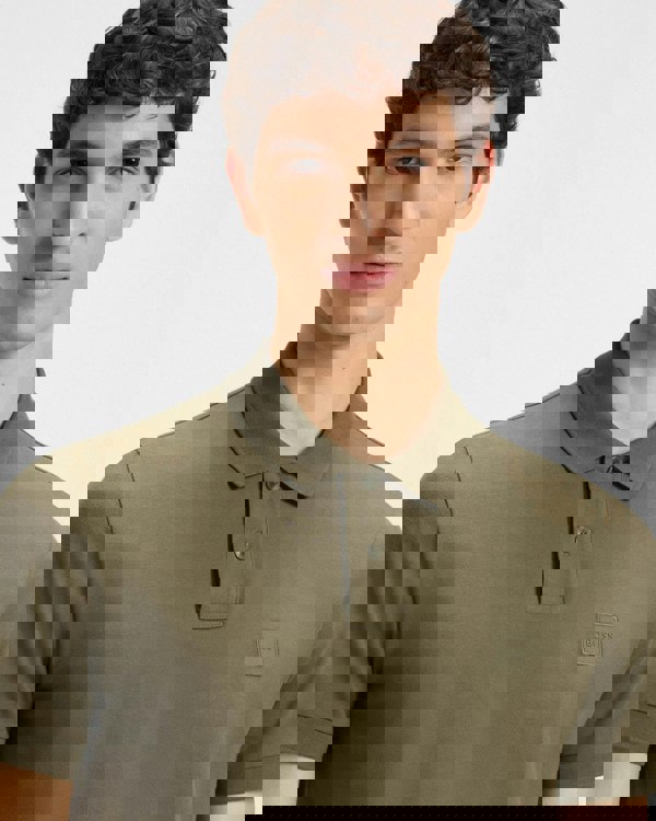 BOSS Orange Passenger Mens Stretch-Cotton Slim-Fit Polo Shirt with Logo Patch - Open Green 342