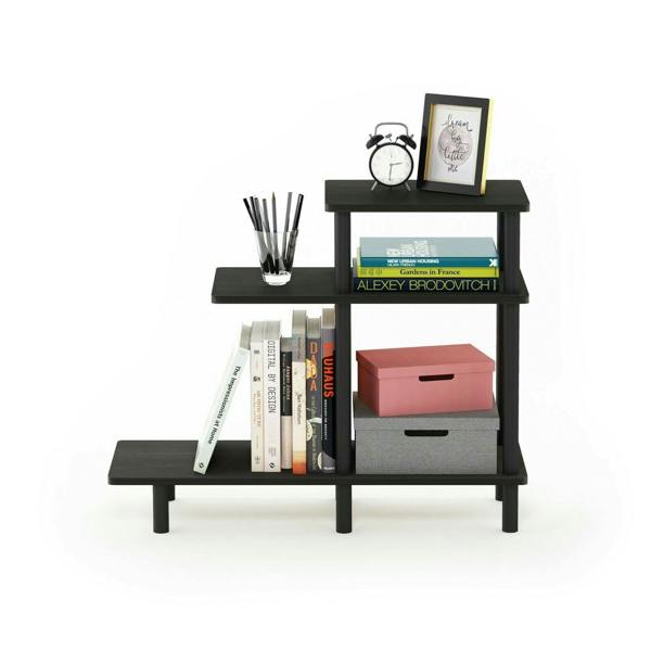 WALPLUS Turn N Tube | Modern Furniture Piece for Stylish and Functional Home Use | 3 Tier Sofa Side Table, Espresso/Black