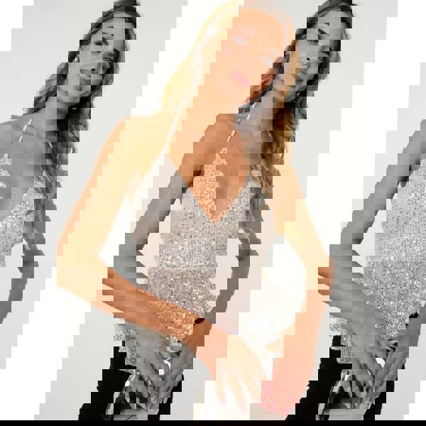 Pink Vanilla Sequin Halter Neck Top